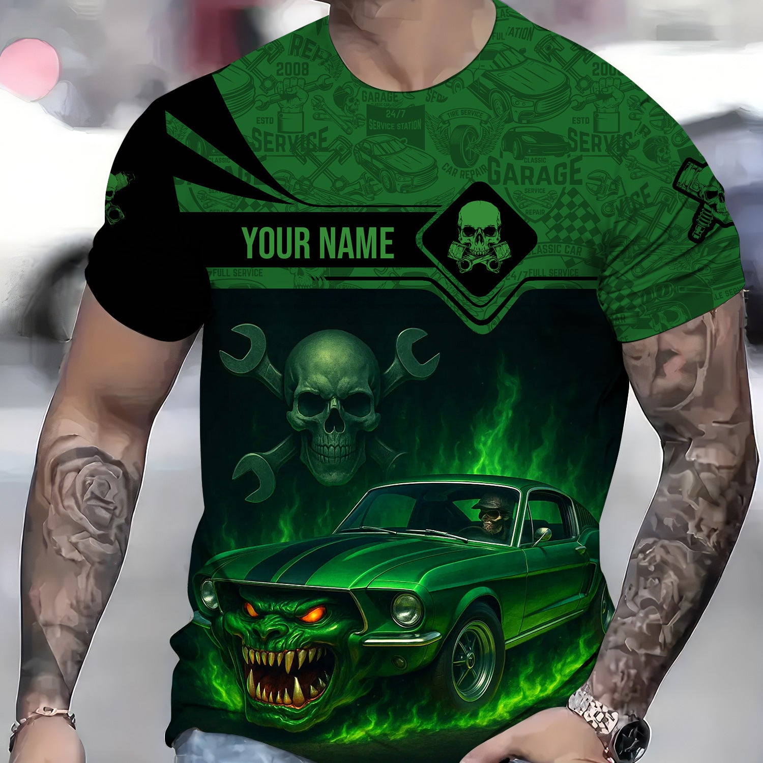 Personalized Mechanic Shirt, I Don't Always Just Sit And Listen To My Exhaust, Monster Car Design, Gift For Men