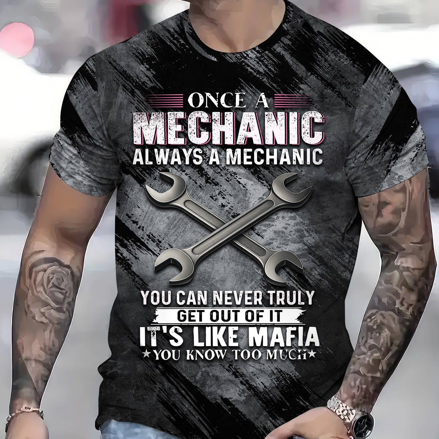 Once A Mechanic Always A Mechanic Shirt Funny Printed Vintage Mechanic Unisex T Shirt Wrench Design