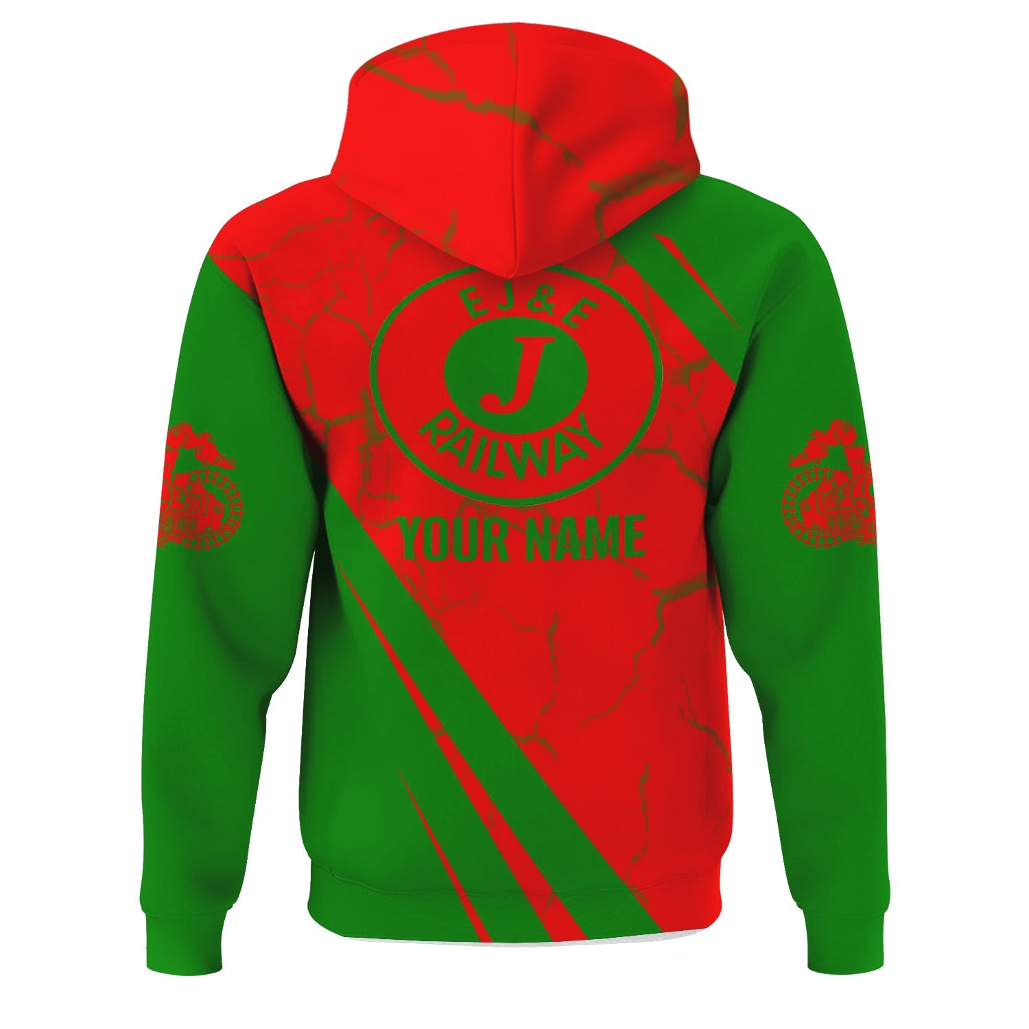 Railspirit Personalized Elgin Joliet And Eastern Railroad Hoodie Crackle Texture Style Train Zip Up Hoodie For Trackhead