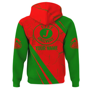 Railspirit Personalized Elgin Joliet And Eastern Railroad Hoodie Crackle Texture Style Train Zip Up Hoodie For Trackhead