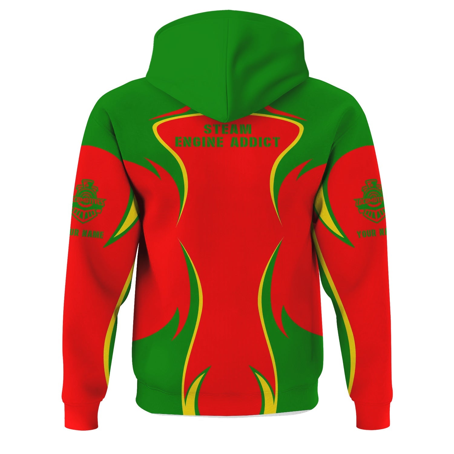 Railspirit Personalized Elgin Joliet And Eastern Railroad Hoodie Distinctive Flame Style Zip Up Hoodie For Steam Engine Addict