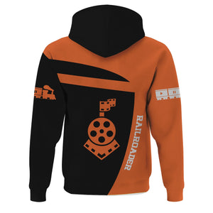 Railspirit Personalized Bessemer And Lake Erie Railroad Hoodie All Aboard Steam Train Movie Projector Style Zip Up Hoodie