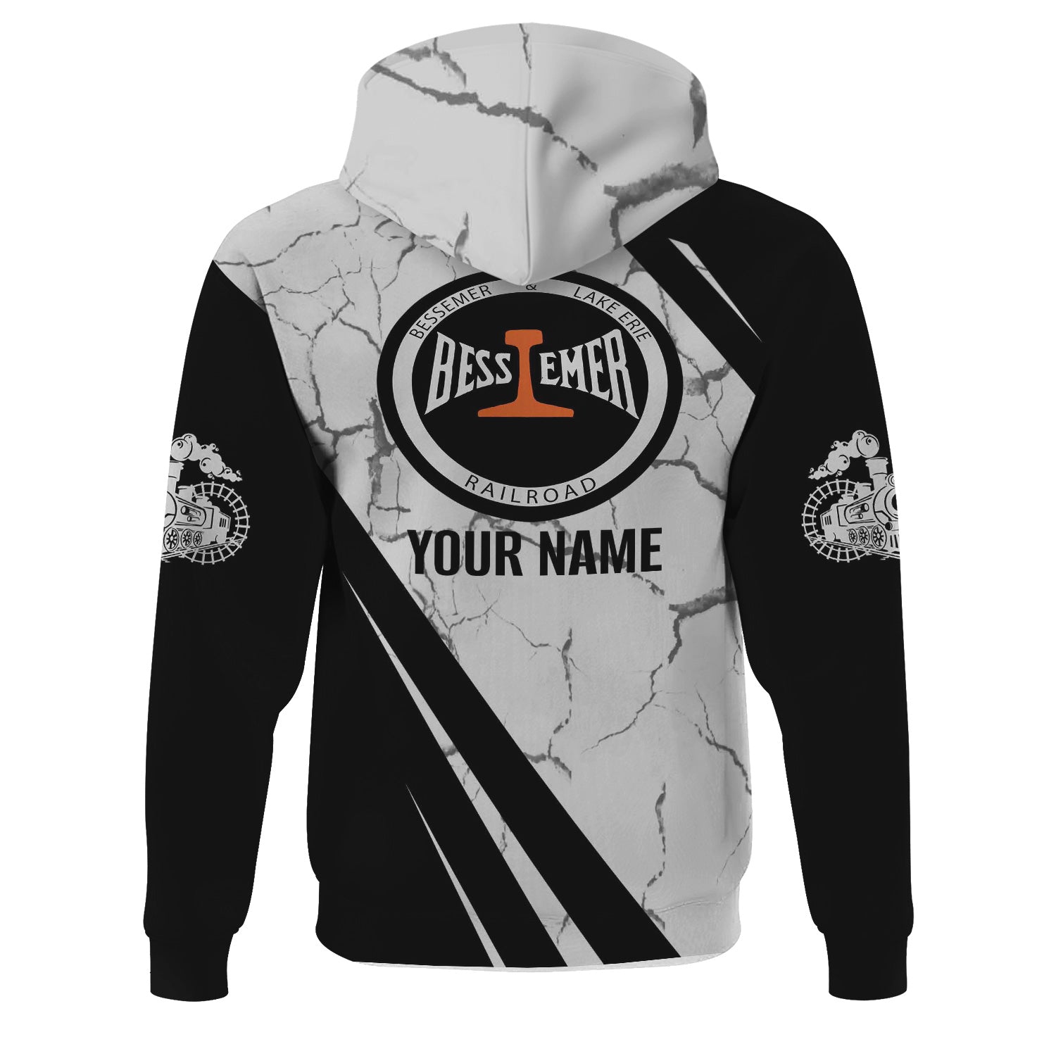 Railspirit Personalized Bessemer And Lake Erie Railroad Hoodie Crackle Texture Style Train Zip Up Hoodie For Trackhead