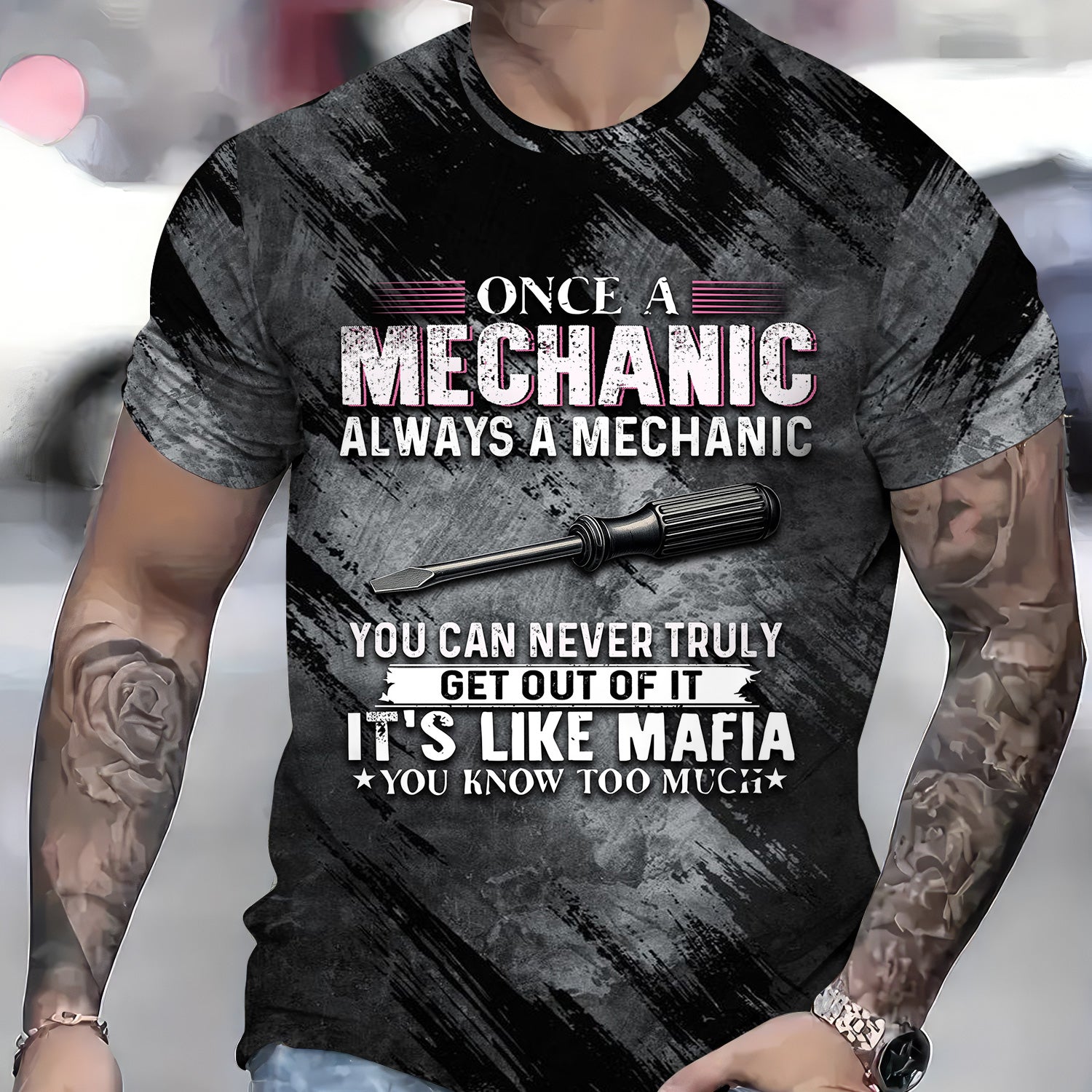 Once A Mechanic Always A Mechanic Shirt Funny Printed Vintage Mechanic Unisex T Shirt Screwdriver Design