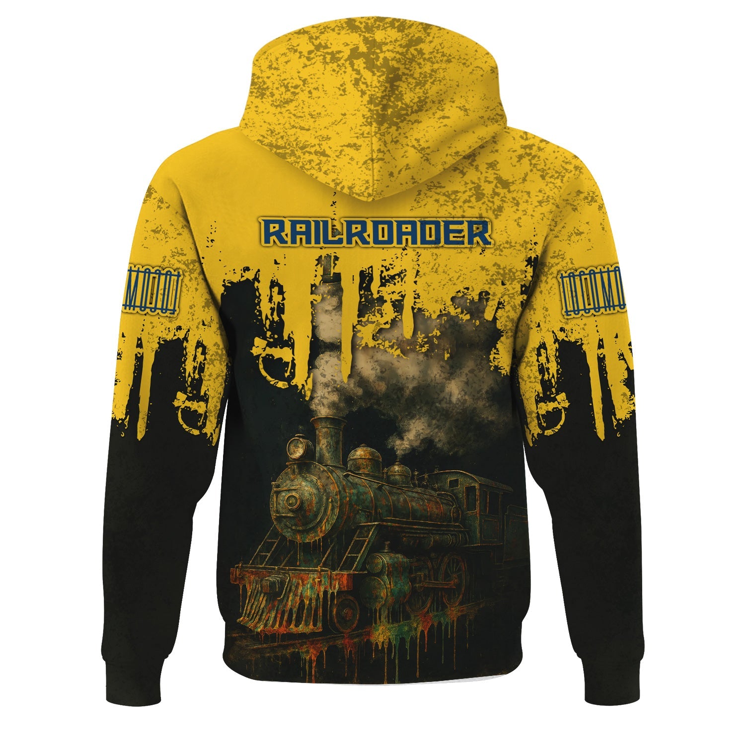 Railspirit Personalized Alaska Railroad Hoodie Vintage Train Art Style Zip Up Hoodie For Locomotive Fans