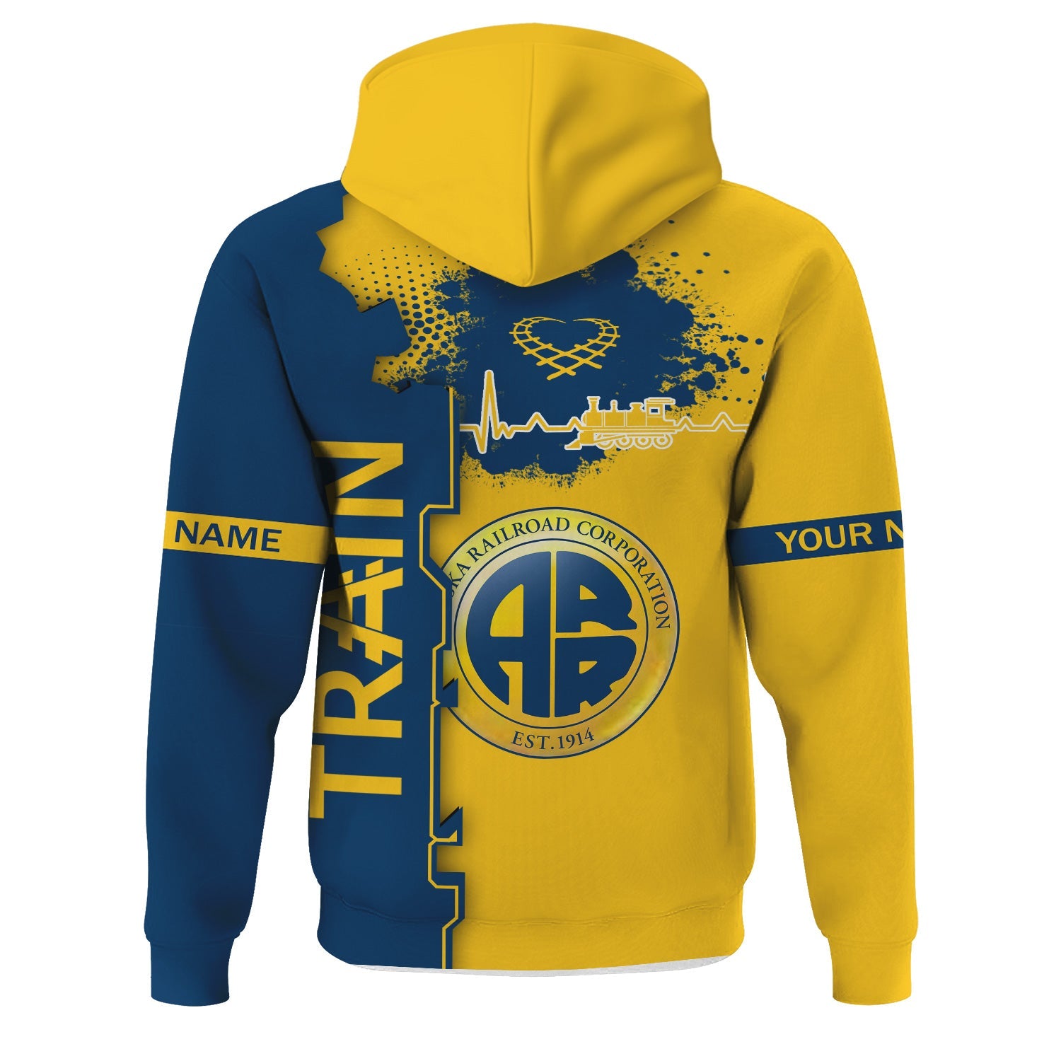 Railspirit Personalized Alaska Railroad Hoodie Engine Heartbeat and Track Love Style Zip Up Hoodie Gift Idea For Train Lovers