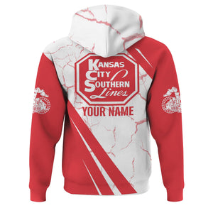 Railspirit Personalized Kansas City Southern Hoodie Crackle Texture Style Train Zip Up Hoodie For Trackhead