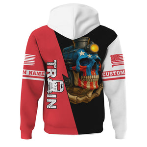 Railspirit Personalized Kansas City Southern Hoodie Train Skull American Flag Zip Up Hoodie All Over Print