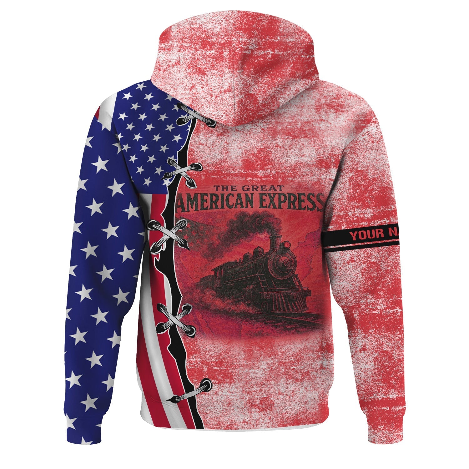 Railspirit Personalized Kansas City Southern Hoodie Retro American Express Train With USA Flag Zip Up Hoodie