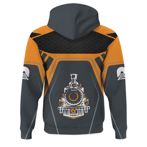 Railspirit Personalized Genesee & Wyoming Inc. Railroad Hoodie Steam Locomotive Engine Graphic Train Zip Up Hoodie All Over Print