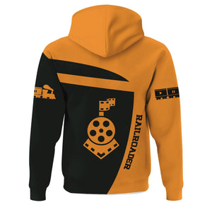 Railspirit Personalized Genesee & Wyoming Inc. Railroad Hoodie All Aboard Steam Train Movie Projector Style Zip Up Hoodie