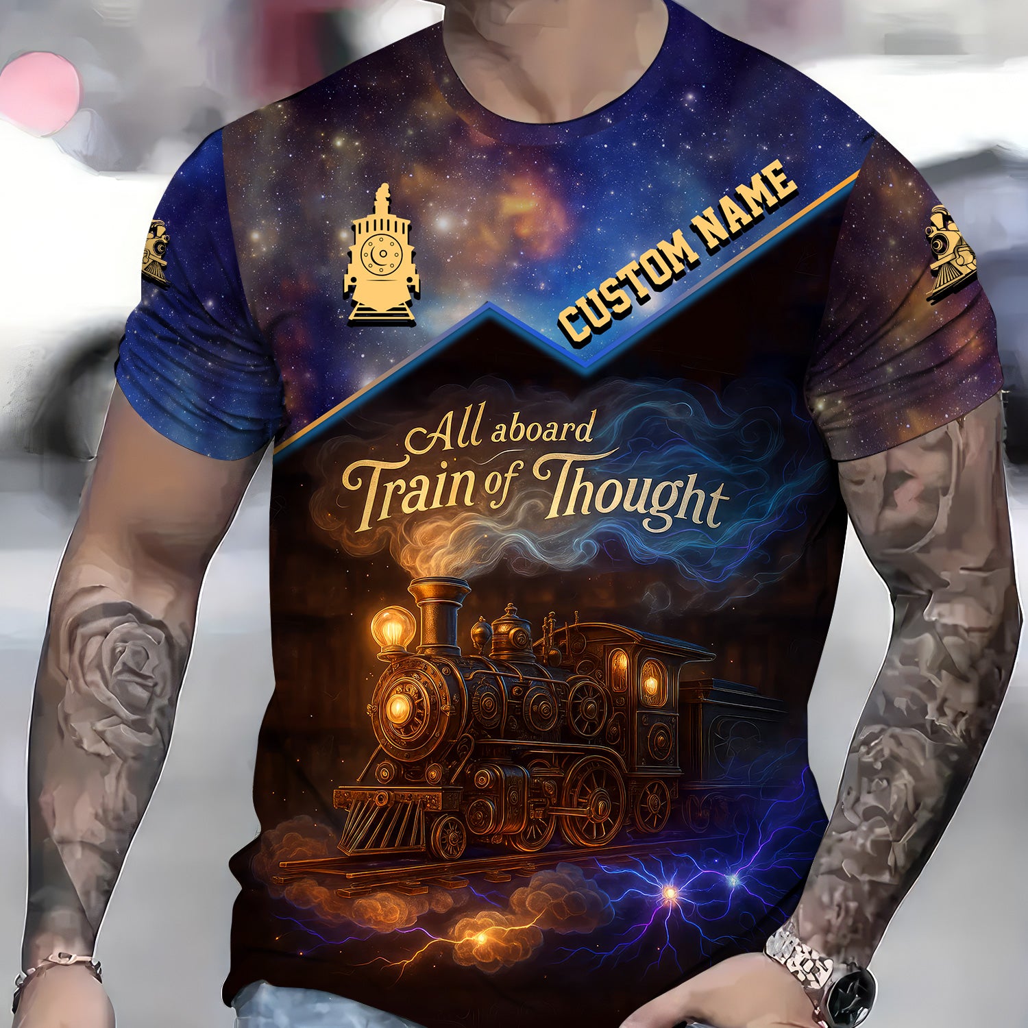 Custom Name Steam Train T-shirt, All Aboard Train Of Thought, Train Lover Gift
