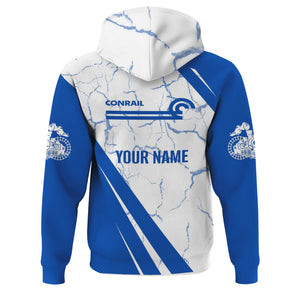 Railspirit Personalized Conrail Railroad Hoodie Crackle Texture Style Train Zip Up Hoodie For Trackhead
