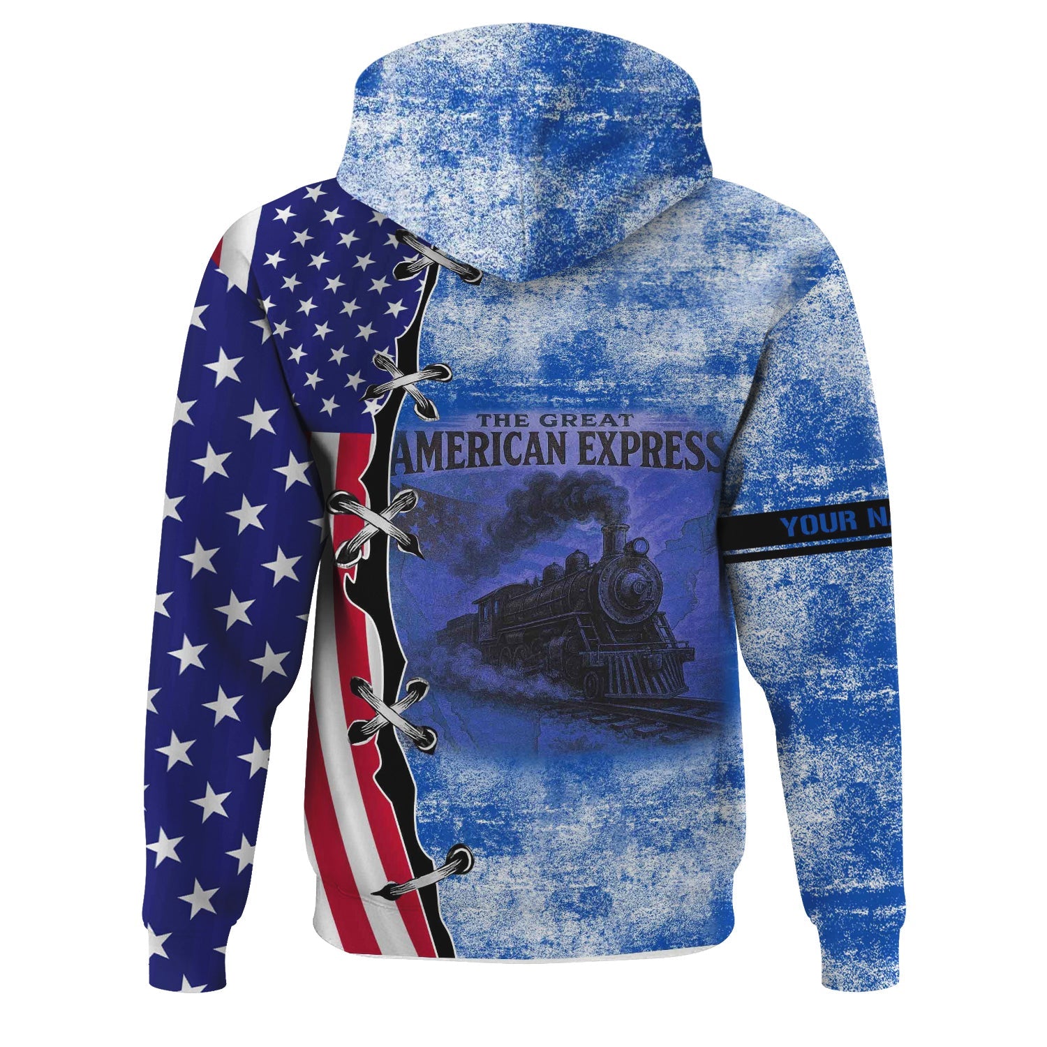 Railspirit Personalized Conrail Railroad Hoodie Retro American Express Train With USA Flag Zip Up Hoodie