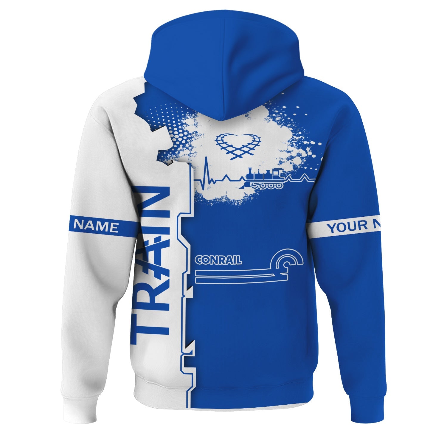Railspirit Personalized Conrail Railroad Hoodie Engine Heartbeat and Track Love Style Zip Up Hoodie Gift Idea For Train Lovers