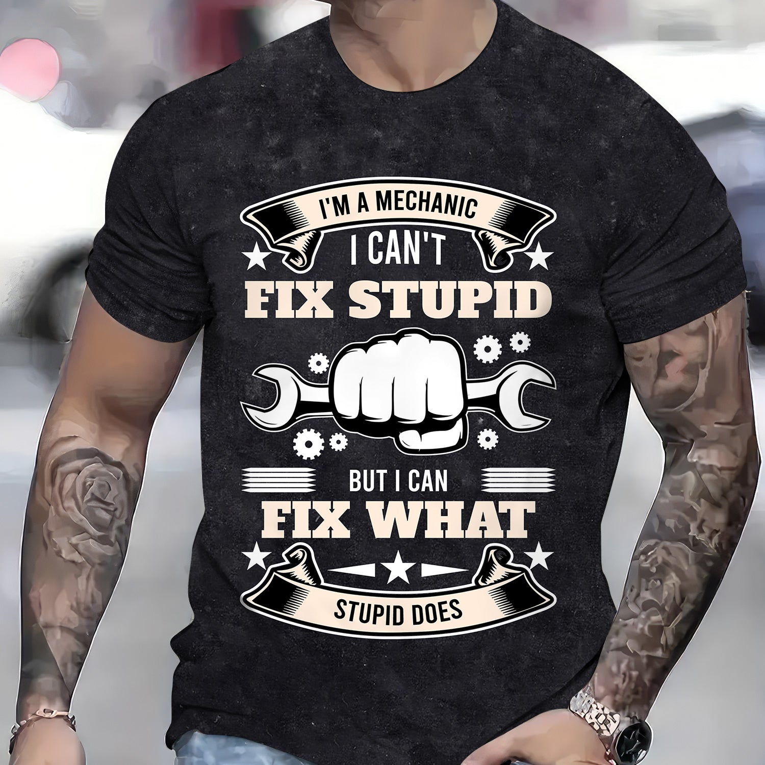 Vintage Mechanic Unisex I'm A Mechanic I Can't Fix Stupid Black Shirt All Over Print