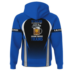 Railspirit Personalized Conrail Railroad Hoodie Stress Is Caused By Not Having Enough Trains  Zip Up Hoodie