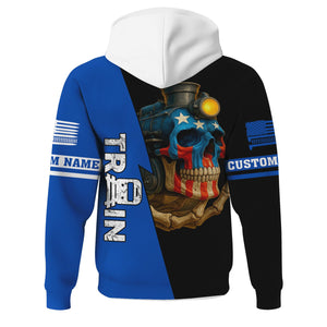 Railspirit Personalized Conrail Railroad Hoodie Train Skull American Flag Zip Up Hoodie All Over Print