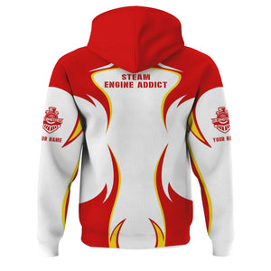 Railspirit Personalized Pennsylvania Railroad Hoodie Distinctive Flame Style Zip Up Hoodie For Steam Engine Addict