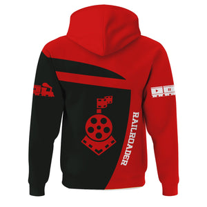 Railspirit Personalized Pennsylvania Railroad Hoodie All Aboard Steam Train Movie Projector Style Zip Up Hoodie