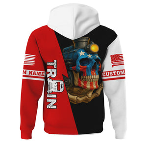 Railspirit Personalized Pennsylvania Railroad Hoodie Train Skull American Flag Zip Up Hoodie All Over Print