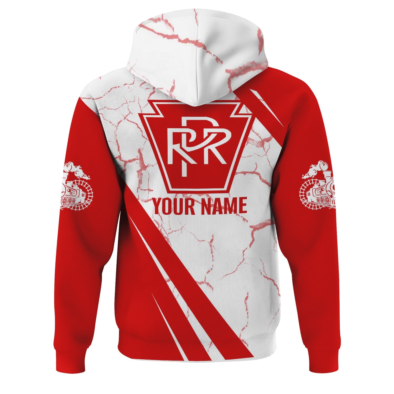 Railspirit Personalized Pennsylvania Railroad Hoodie Crackle Texture Style Train Zip Up Hoodie For Trackhead
