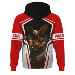 Railspirit Personalized Pennsylvania Railroad Hoodie American Eagle Vintage Train Zip Up Hoodie