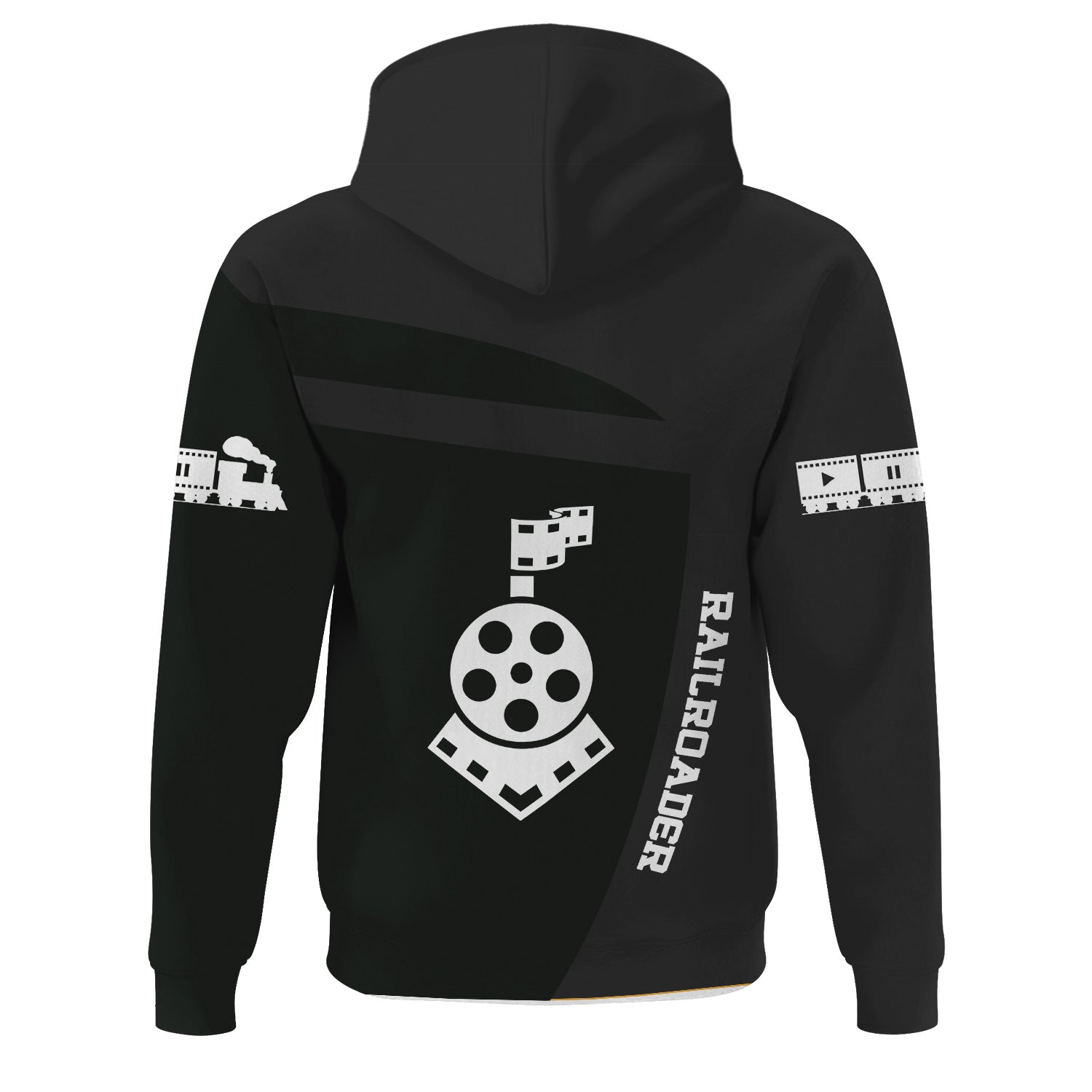 Railspirit Personalized New York Central Railroad Hoodie All Aboard Steam Train Movie Projector Style Zip Up Hoodie