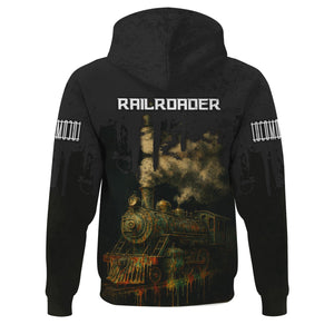 Railspirit Personalized New York Central Railroad Hoodie Vintage Train Art Style Zip Up Hoodie For Locomotive Fans