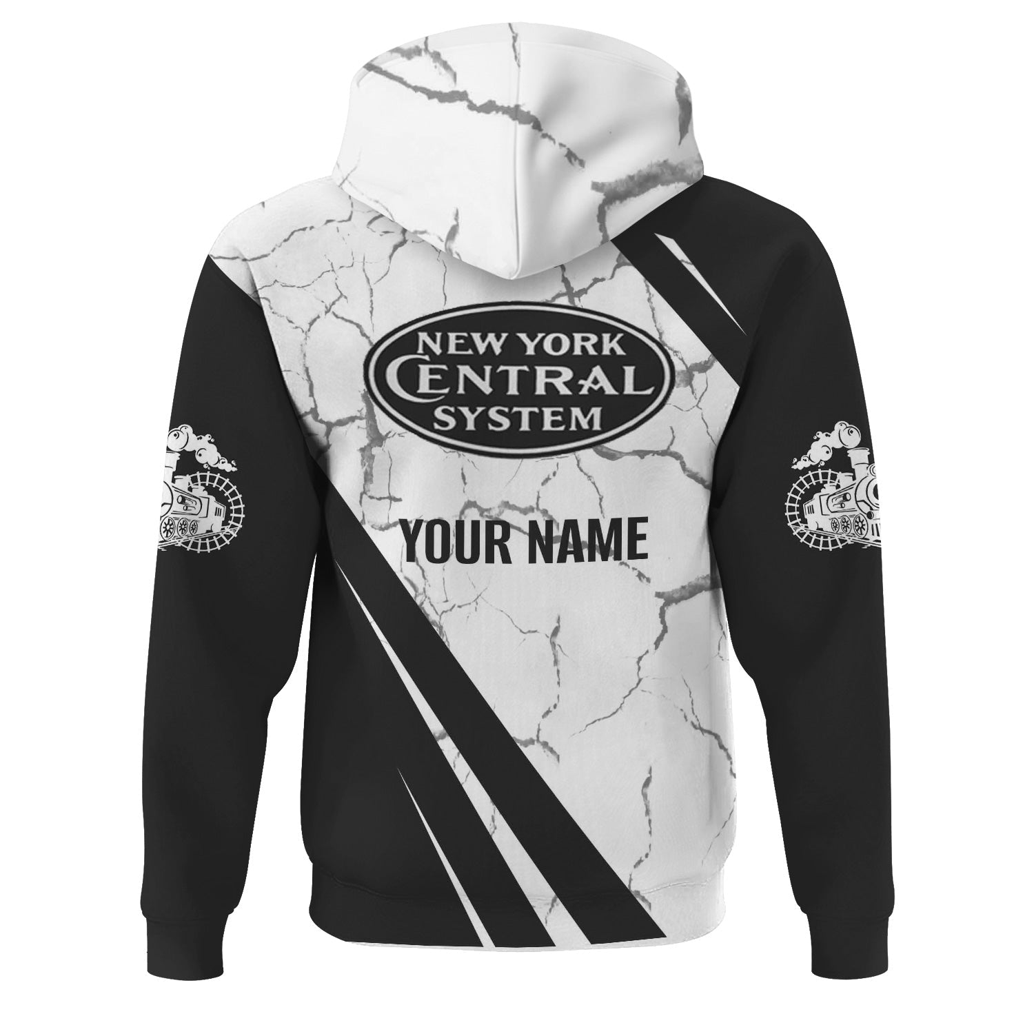 Railspirit Personalized New York Central Railroad Hoodie Crackle Texture Style Train Zip Up Hoodie For Trackhead