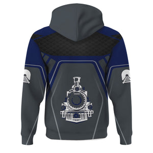 Railspirit Personalized Baltimore and Ohio Railroad Hoodie Steam Locomotive Engine Graphic B&O Train Zip Up Hoodie All Over Print