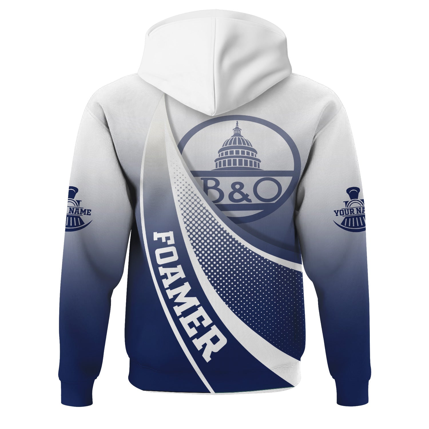 Railspirit Personalized Baltimore and Ohio Railroad Hoodie Railway-Themed Style B&O Zip Up Hoodie Gift Idea For Trainspotter