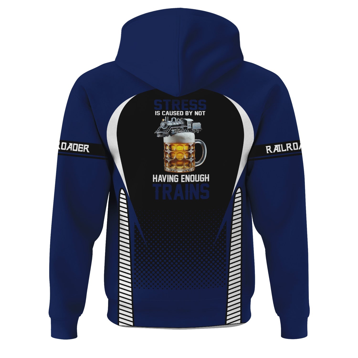 Railspirit Personalized Baltimore and Ohio Railroad Hoodie Stress Is Caused By Not Having Enough Trains B&O  Zip Up Hoodie