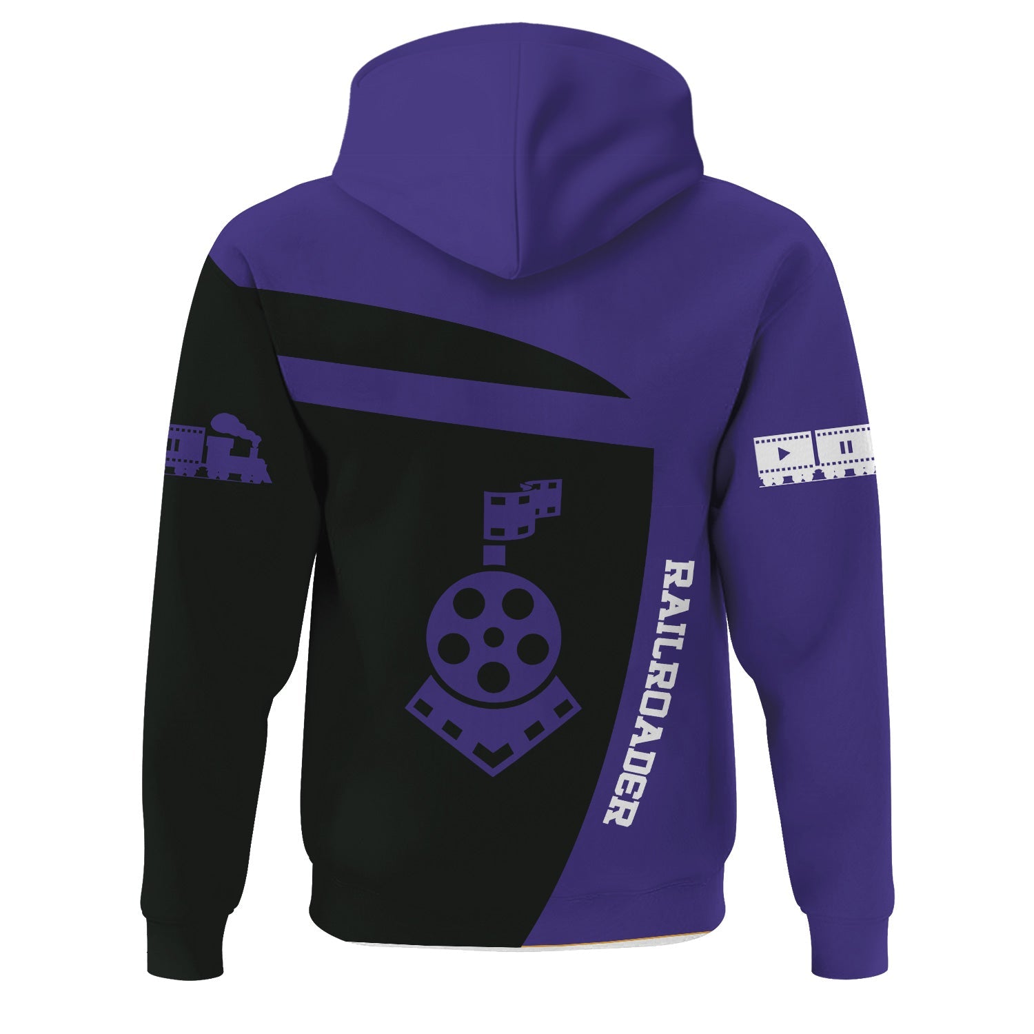 Railspirit Personalized Southern Pacific Railroad Hoodie All Aboard Steam Train Movie Projector Style Zip Up Hoodie