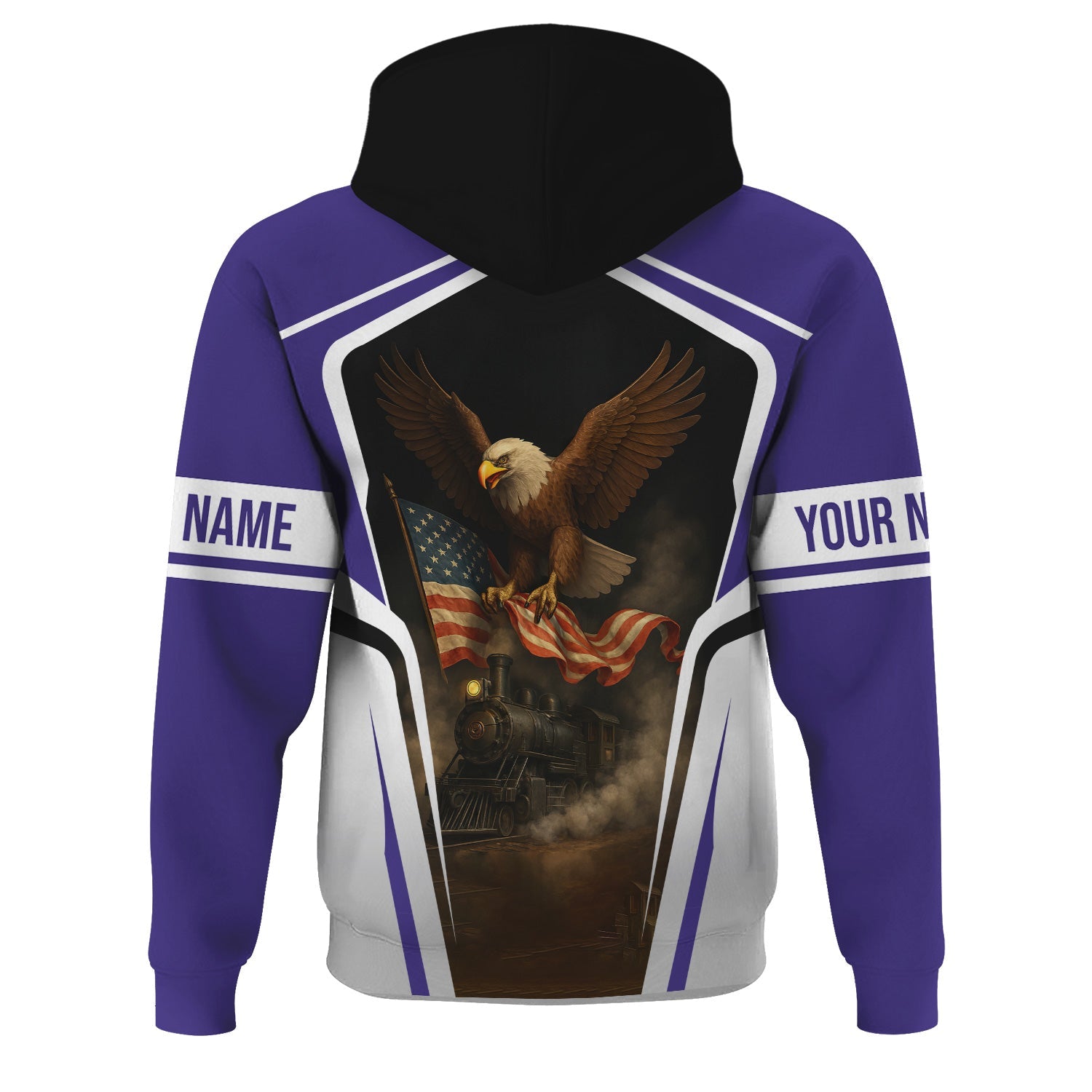 Railspirit Personalized Southern Pacific Railroad Hoodie American Eagle Vintage Train Zip Up Hoodie