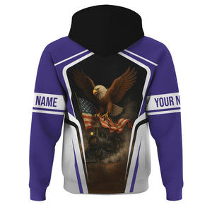 Railspirit Personalized Southern Pacific Railroad Hoodie American Eagle Vintage Train Zip Up Hoodie