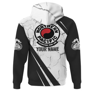 Railspirit Personalized Northern Pacific Railway Hoodie Crackle Texture Style Train Zip Up Hoodie For Trackhead