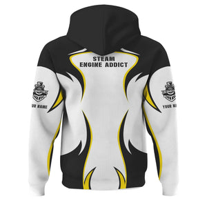 Railspirit Personalized Northern Pacific Railway Hoodie Distinctive Flame Style Zip Up Hoodie For Steam Engine Addict