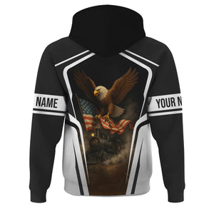Railspirit Personalized Northern Pacific Railway Hoodie American Eagle Vintage Train Zip Up Hoodie