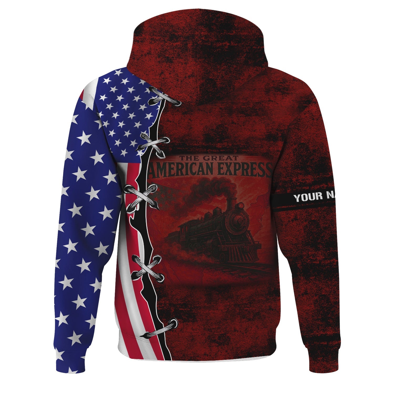 Railspirit Personalized Great Northern Railway Hoodie Retro American Express Train With USA Flag GNR Zip Up Hoodie