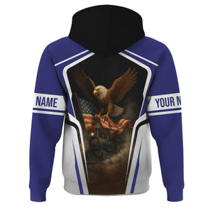 Railspirit Personalized Chicago, Burlington and Quincy Railroad Hoodie American Eagle Vintage Train Zip Up Hoodie