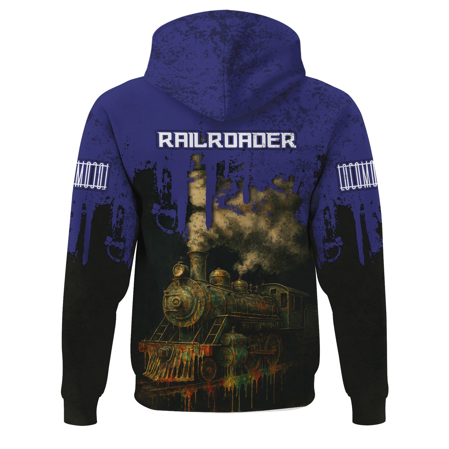 Railspirit Personalized Chicago, Burlington and Quincy Railroad Hoodie Vintage Train Art Style Zip Up Hoodie For Locomotive Fans