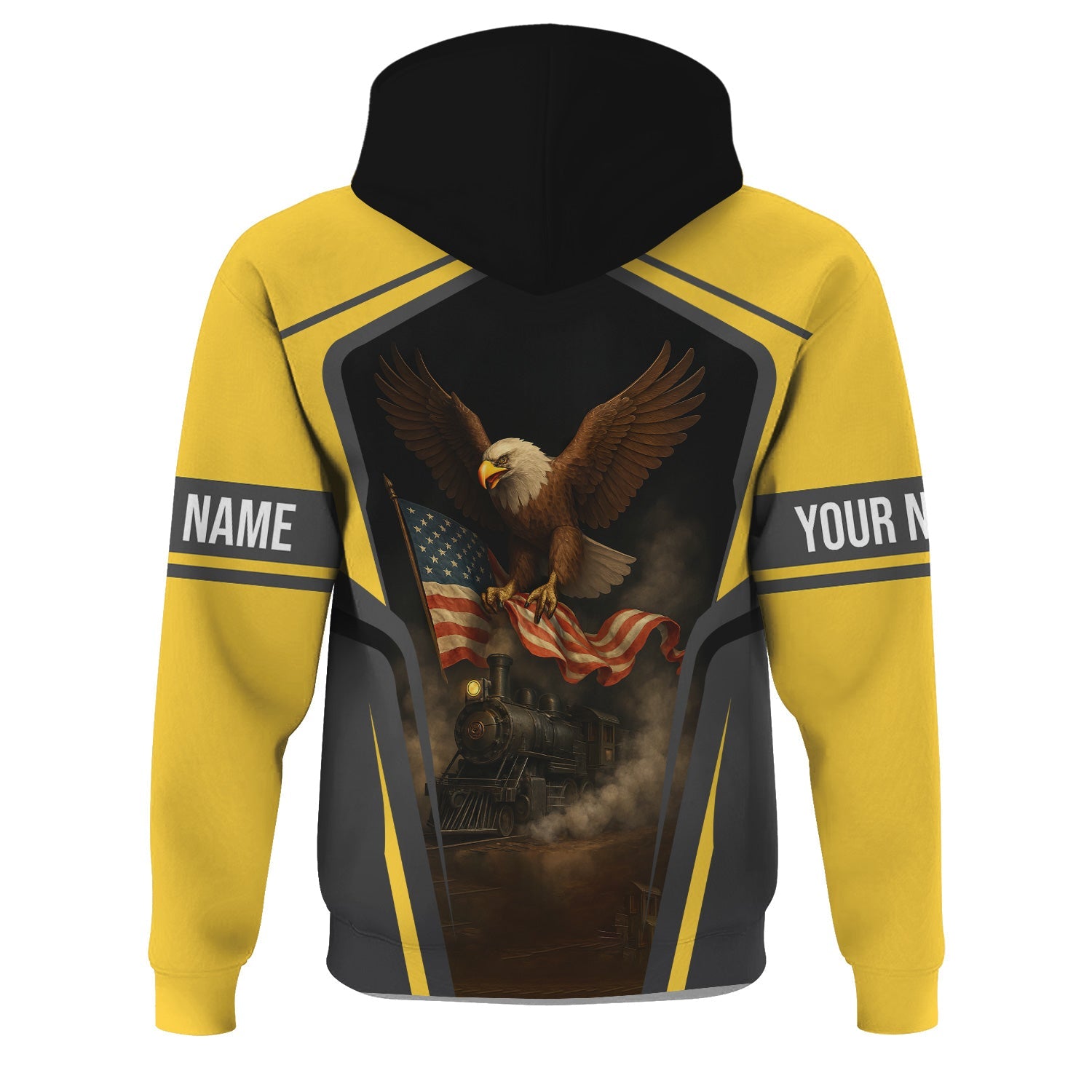 Railspirit Personalized Erie Railroad Hoodie American Eagle Vintage Train Zip Up Hoodie