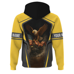 Railspirit Personalized Erie Railroad Hoodie American Eagle Vintage Train Zip Up Hoodie