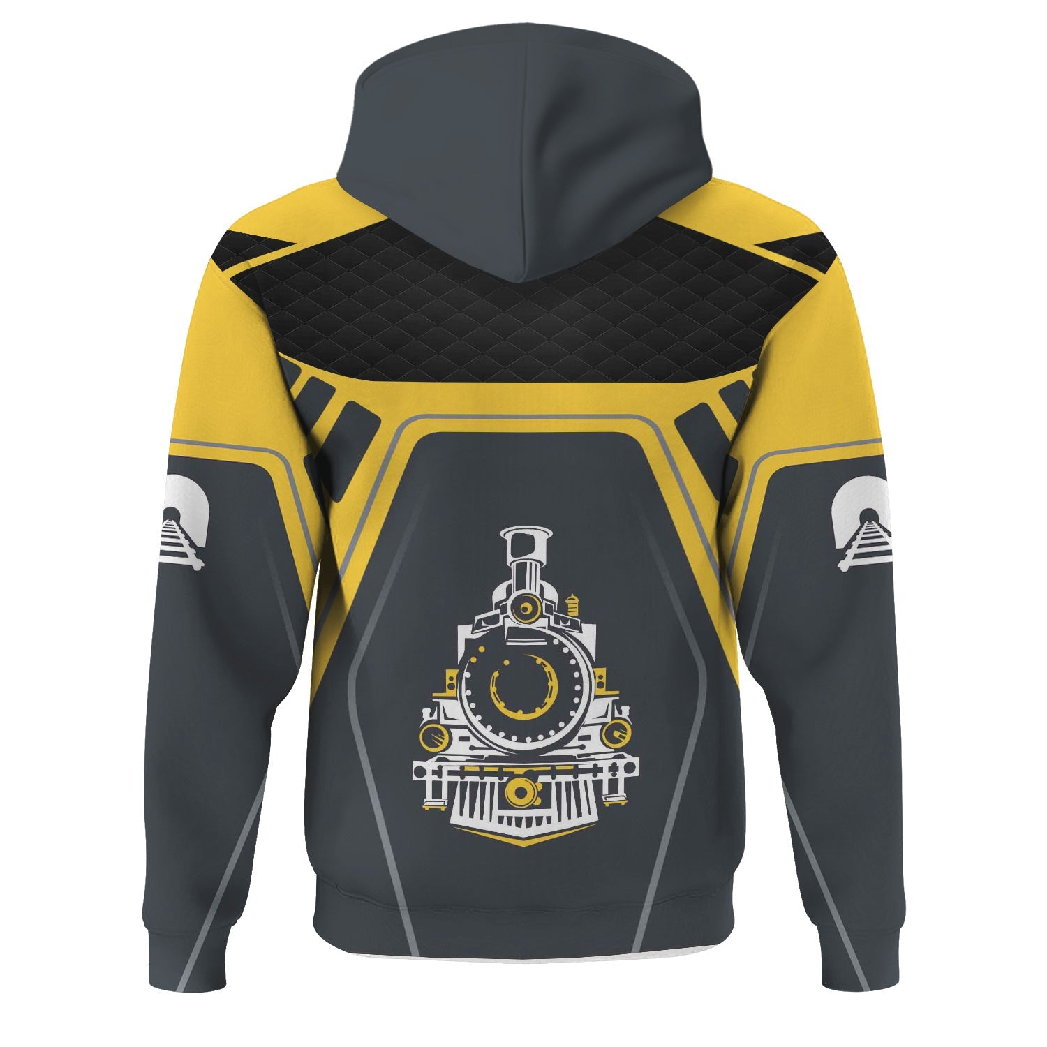 Railspirit Personalized Erie Railroad Hoodie Steam Locomotive Engine Graphic Train Zip Up Hoodie All Over Print