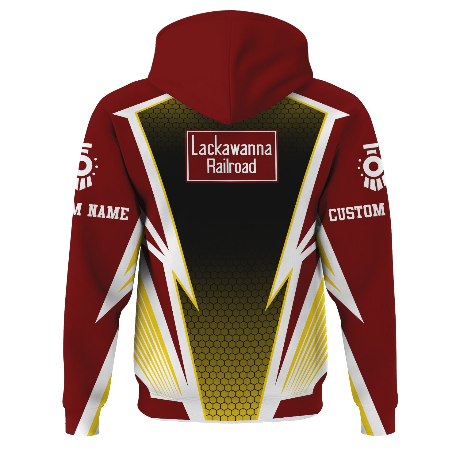 Railspirit Personalized Delaware, Lackawanna and Western Railroad Hoodie Lightning Graphic Style DL&W Zip Up Hoodie Gift Idea For Train Lover