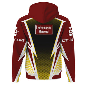 Railspirit Personalized Delaware, Lackawanna and Western Railroad Hoodie Lightning Graphic Style DL&W Zip Up Hoodie Gift Idea For Train Lover