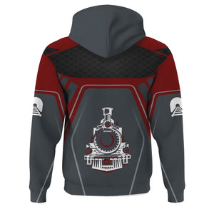 Railspirit Personalized Delaware, Lackawanna and Western Railroad Hoodie Steam Locomotive Engine Graphic DL&W Train Zip Up Hoodie All Over Print
