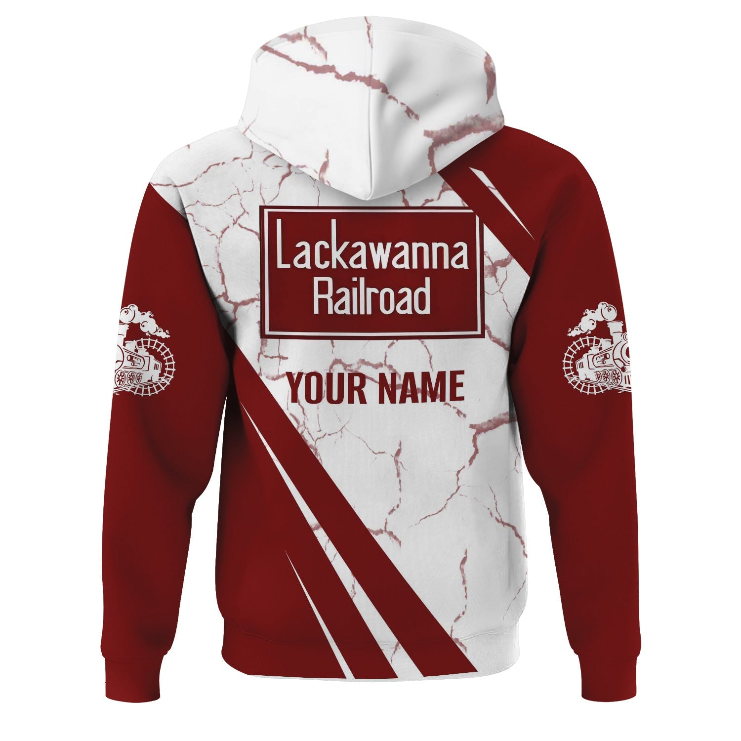 Railspirit Personalized Delaware, Lackawanna and Western Railroad Hoodie Crackle Texture Style DL&W Train Zip Up Hoodie For Trackhead