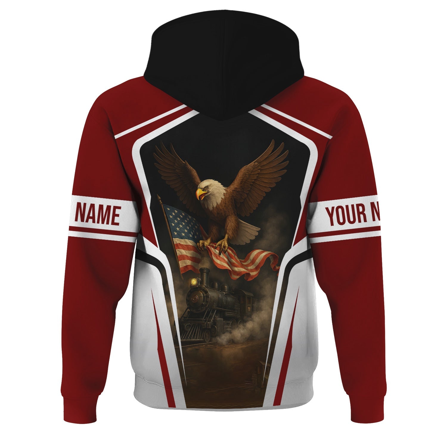 Railspirit Personalized Delaware, Lackawanna and Western Railroad Hoodie American Eagle Vintage Train DL&W Zip Up Hoodie